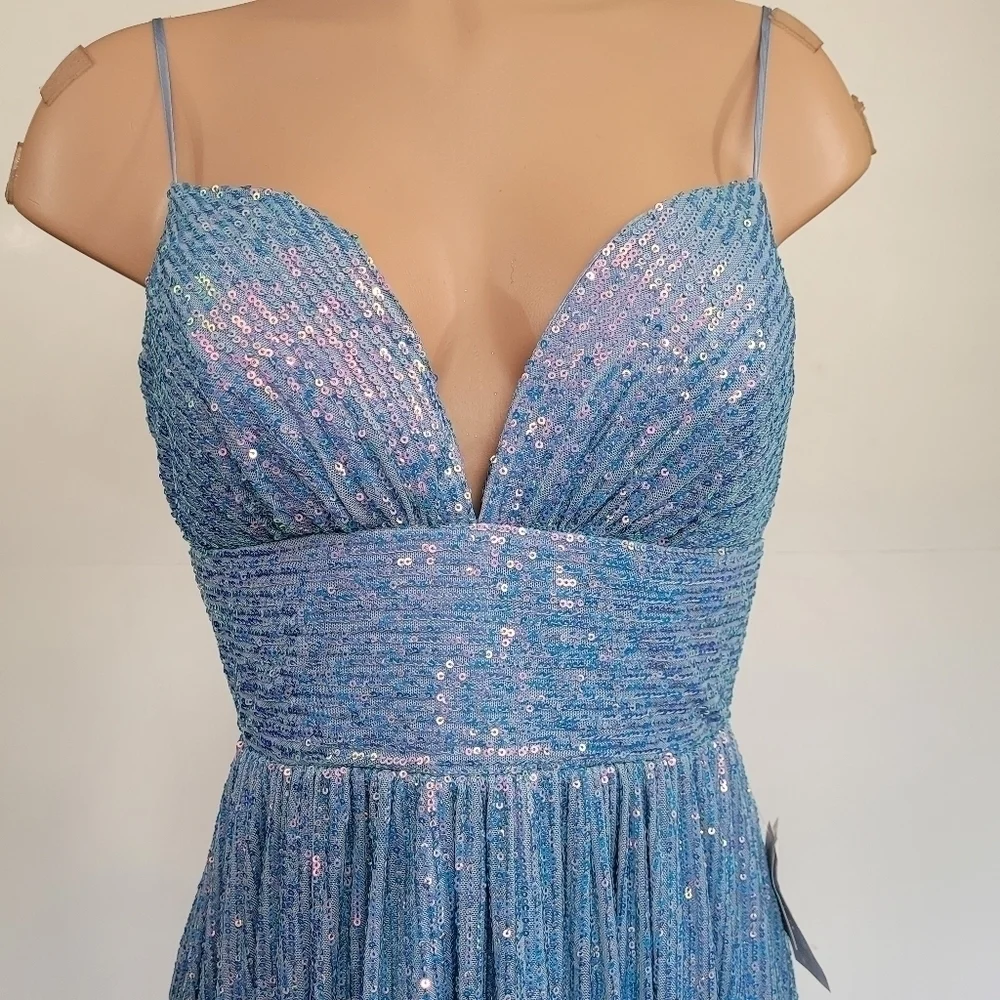 B Darlin Juniors Iridescent Sequined Dress - Picture 6 of 12